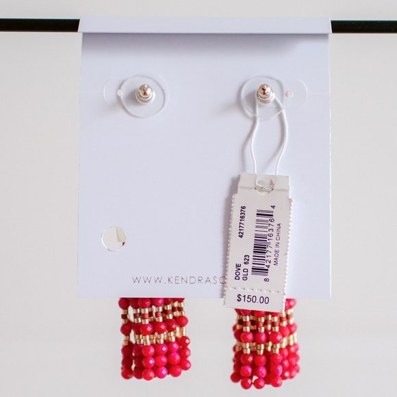Kendra Scott Dove Earrings Tassel Red Dark Pink - Picture 3 of 5